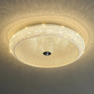 ZOWALA - Modern Crystal Drum Metal Hallway Flush Mount Silver 2-Light Image - 7