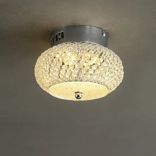 ZOWALA - Modern Crystal Drum Metal Hallway Flush Mount Silver 2-Light Image - 8