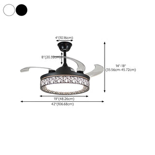 Adjustable Simple Drum Round Ceiling Fan with LED Light Zowala #size