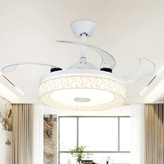 Adjustable Simple Drum Round Ceiling Fan with LED Light Zowala Image - 2