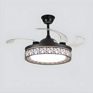 Adjustable Simple Drum Round Ceiling Fan with LED Light Zowala Image - 3