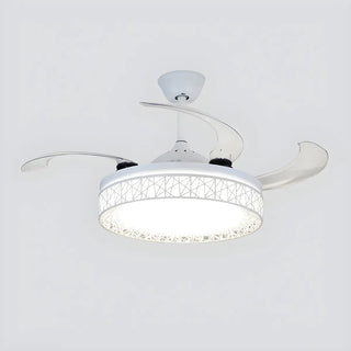 Adjustable Simple Drum Round Ceiling Fan with LED Light Zowala Image - 4
