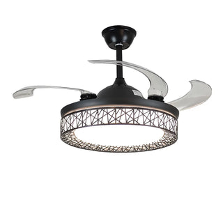 Adjustable Simple Drum Round Ceiling Fan with LED Light Zowala Image - 6