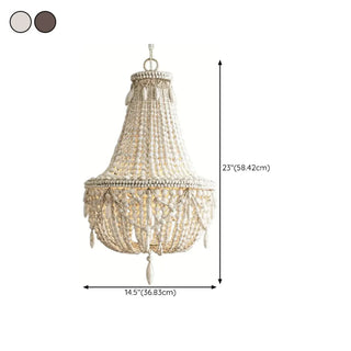 ZOWALA - Distressed White Solid Wood Beaded Chandelier #size