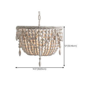 ZOWALA - Distressed White Solid Wood Beaded Chandelier Image - 14