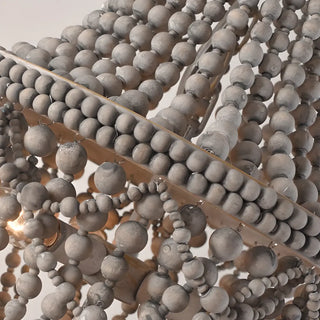 ZOWALA - Distressed White Solid Wood Beaded Chandelier Image - 8