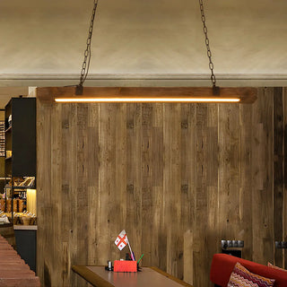 ZOWALA - Distressed Wood Rectangle Chain LED Chandelier Image - 2