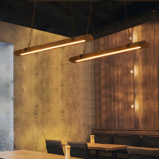 ZOWALA - Distressed Wood Rectangle Chain LED Chandelier Image - 3