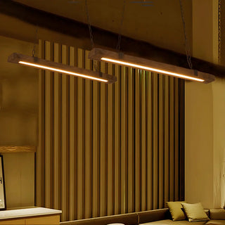ZOWALA - Distressed Wood Rectangle Chain LED Chandelier Image - 4