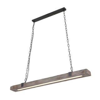 ZOWALA - Distressed Wood Rectangle Chain LED Chandelier Image - 5