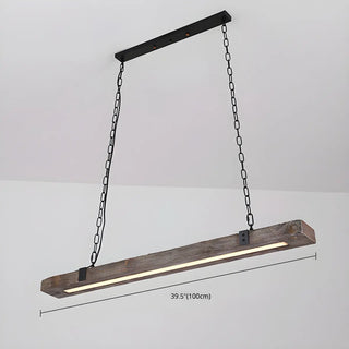 ZOWALA - Distressed Wood Rectangle Chain LED Chandelier Image - 6