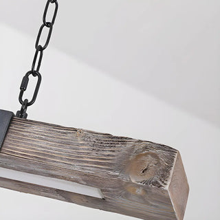 ZOWALA - Distressed Wood Rectangle Chain LED Chandelier Image - 8