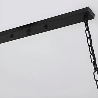 ZOWALA - Distressed Wood Rectangle Chain LED Chandelier Image - 9