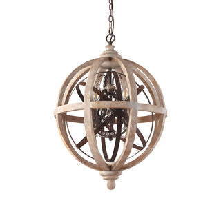 ZOWALA - Distressed Wood Rustic Orb Chandelier Image - 6
