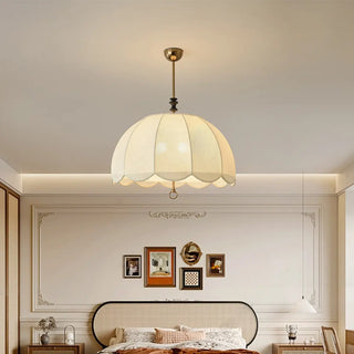 ZOWALA - Umbrella Fabric Bedroom Downrod Beige Dome Chandelier Image - 1