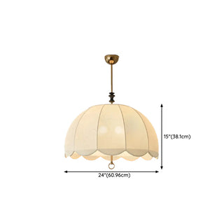 ZOWALA - Umbrella Fabric Bedroom Downrod Beige Dome Chandelier Image - 14