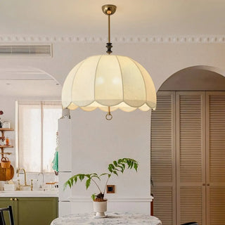 ZOWALA - Umbrella Fabric Bedroom Downrod Beige Dome Chandelier Image - 4