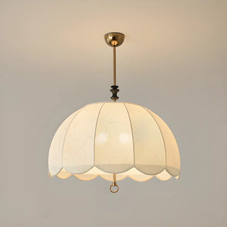 ZOWALA - Umbrella Fabric Bedroom Downrod Beige Dome Chandelier Image - 5