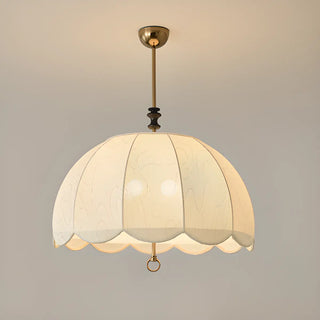 ZOWALA - Umbrella Fabric Bedroom Downrod Beige Dome Chandelier Image - 6