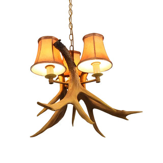 ZOWALA - Resin Antler Fabric Brown 3-Light Farmhouse Chandelier Image - 3