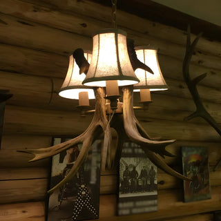 ZOWALA - Resin Antler Fabric Brown 3-Light Farmhouse Chandelier Image - 9