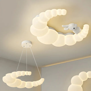 Dreamy White Crescent Resin Flush Mount Ceiling Light Zawala Image - 1