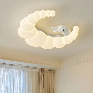 Dreamy White Crescent Resin Flush Mount Ceiling Light Zawala Image - 10