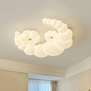 Dreamy White Crescent Resin Flush Mount Ceiling Light Zawala Image - 11