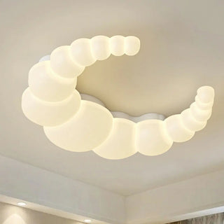 Dreamy White Crescent Resin Flush Mount Ceiling Light Zawala Image - 12