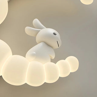 Dreamy White Crescent Resin Flush Mount Ceiling Light Zawala Image - 13