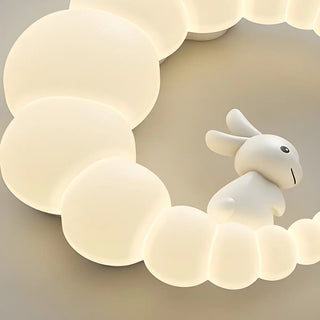 Dreamy White Crescent Resin Flush Mount Ceiling Light Zawala Image - 14