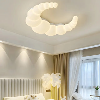 Dreamy White Crescent Resin Flush Mount Ceiling Light Zawala Image - 2