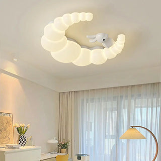 Dreamy White Crescent Resin Flush Mount Ceiling Light Zawala Image - 3