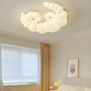 Dreamy White Crescent Resin Flush Mount Ceiling Light Zawala Image - 5