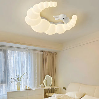 Dreamy White Crescent Resin Flush Mount Ceiling Light Zawala Image - 6