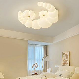 Dreamy White Crescent Resin Flush Mount Ceiling Light Zawala Image - 9