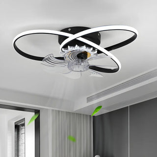 Unique Dual Ring Recessed Ceiling Fan with LED Light Zawala Image - 1