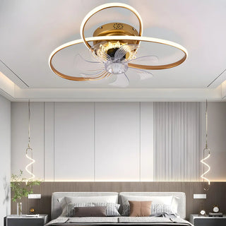 Unique Dual Ring Recessed Ceiling Fan with LED Light Zawala Image - 2