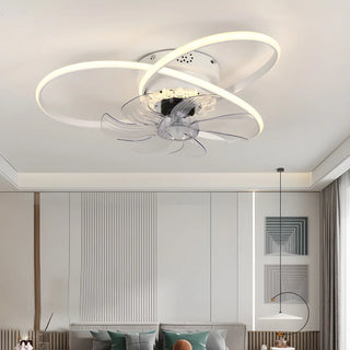 Unique Dual Ring Recessed Ceiling Fan with LED Light Zawala Image - 3