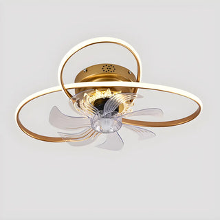 Unique Dual Ring Recessed Ceiling Fan with LED Light Zawala Image - 7