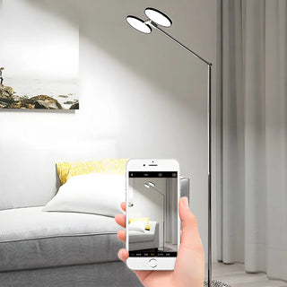 ZOWALA - Dual Round LED Silver Adjustable Floor Lamp Image - 1