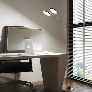 ZOWALA - Dual Round LED Silver Adjustable Floor Lamp Image - 2