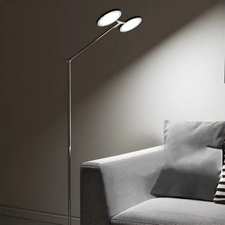 ZOWALA - Dual Round LED Silver Adjustable Floor Lamp Image - 3