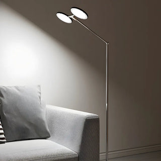 ZOWALA - Dual Round LED Silver Adjustable Floor Lamp Image - 7
