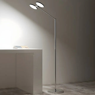 ZOWALA - Dual Round LED Silver Adjustable Floor Lamp Image - 8