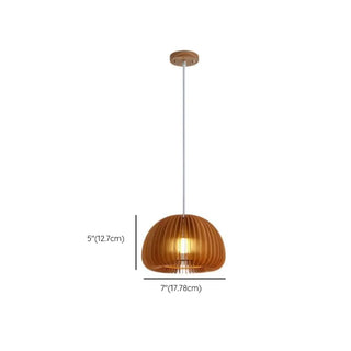 Elegant 1 Light Simple Brown Dish Pendant Lamp with Solid Wood Shade and String Mounting Zawala #size