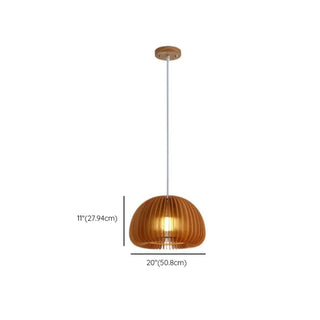 Elegant 1 Light Simple Brown Dish Pendant Lamp with Solid Wood Shade and String Mounting Zawala Image - 14