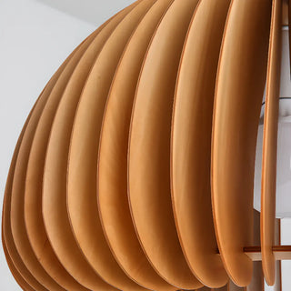 Elegant 1 Light Simple Brown Dish Pendant Lamp with Solid Wood Shade and String Mounting Zawala Image - 9