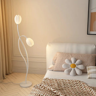 2-Light Bedroom Elegant Tulip Metal Floor Lamp Zawala Image - 1