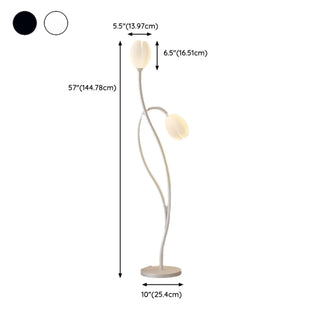 2-Light Bedroom Elegant Tulip Metal Floor Lamp Zawala #size
